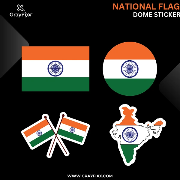 National Flag Dome Sticker | Size 3 Inches, Pack of 1